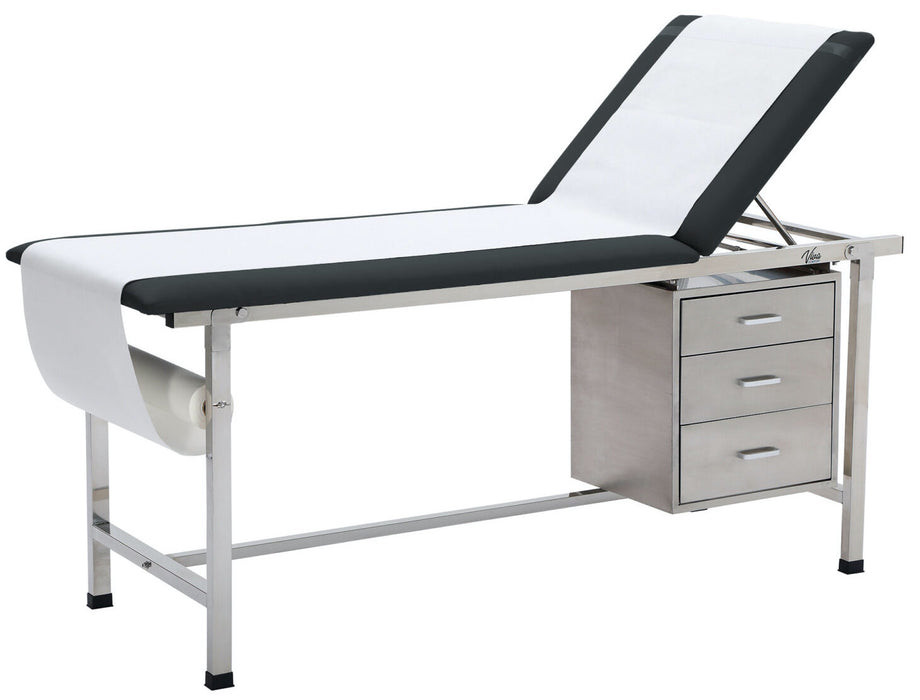 Treatment Table w/ Adjustable Back, Drawers, Paper Dispenser & Antimicrobial Upholstery