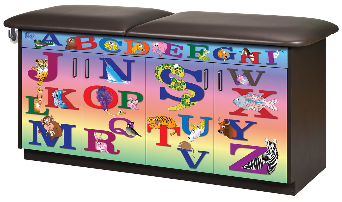 Pediatric Cabinet Treatment Table w/ Adjustable Backrest. Imagination, Alphabet Animals