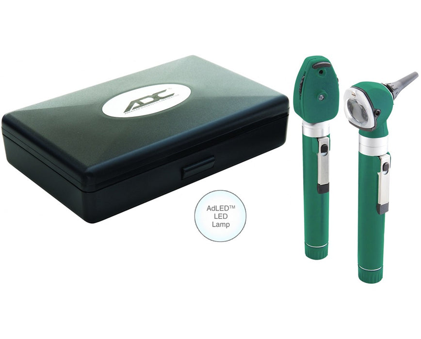 Premium Two Handle Pocket Diagnostic Set With LED Lamp, Hard Case, Green