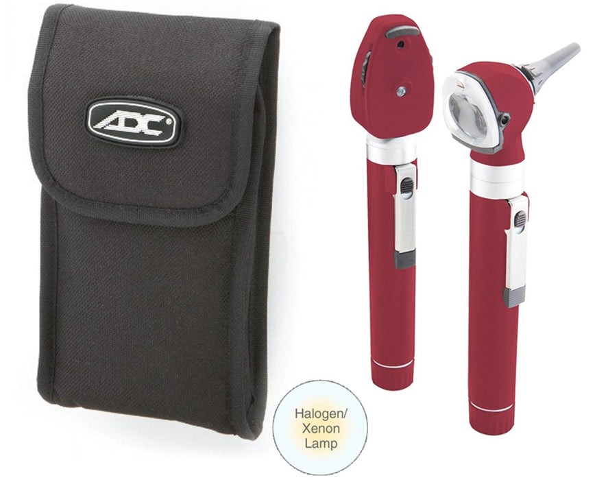 Premium Two Handle Pocket Diagnostic Set With Halogen Lamp, Soft Case, Burgundy