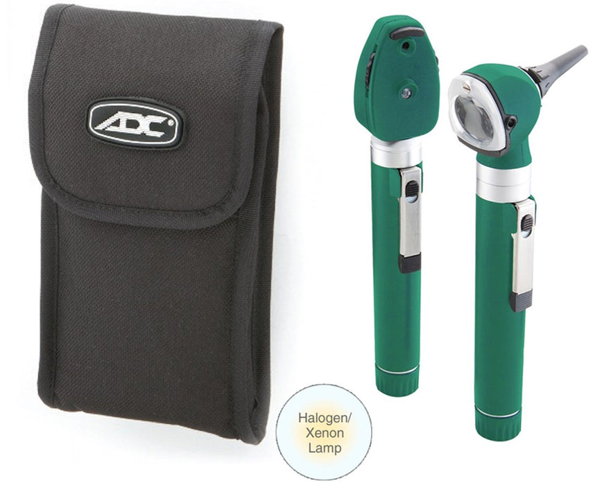 Premium Two Handle Pocket Diagnostic Set With Halogen Lamp, Soft Case, Green