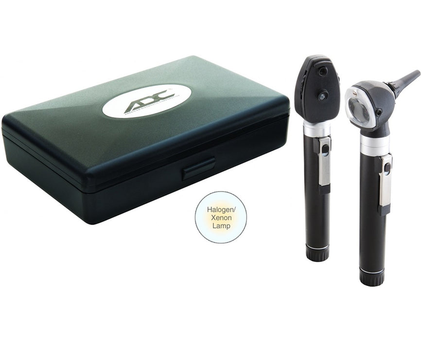 Premium Two Handle Pocket Diagnostic Set With Halogen Lamp, Hard Case, Black