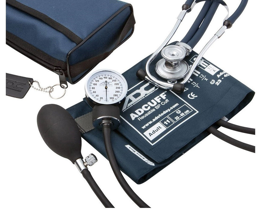 Pro's Combo II Pocket Aneroid Kit with Adscope Sprague Stethoscope - Adult - Navy