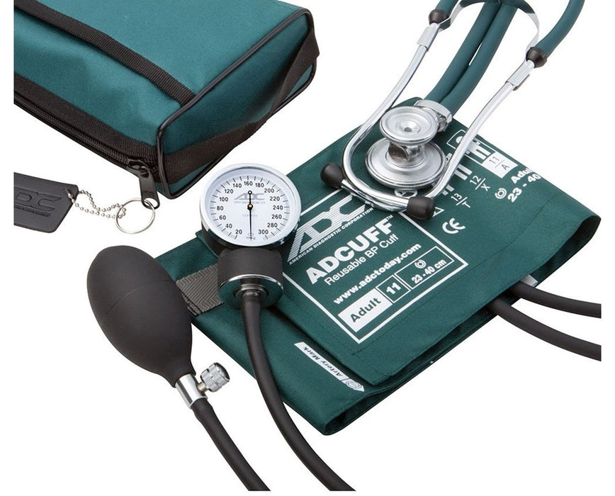 Pro's Combo II Pocket Aneroid Kit with Adscope Sprague Stethoscope - Adult - Teal