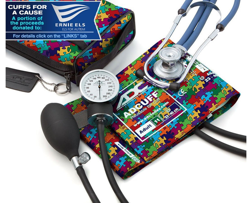 Pro's Combo II Pocket Aneroid Kit with Adscope Sprague Stethoscope - Adult - Puzzle Pieces