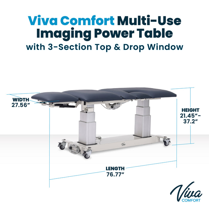 Viva Comfort Multi-Use Imaging Power Table with 3-Section Top & Drop Window