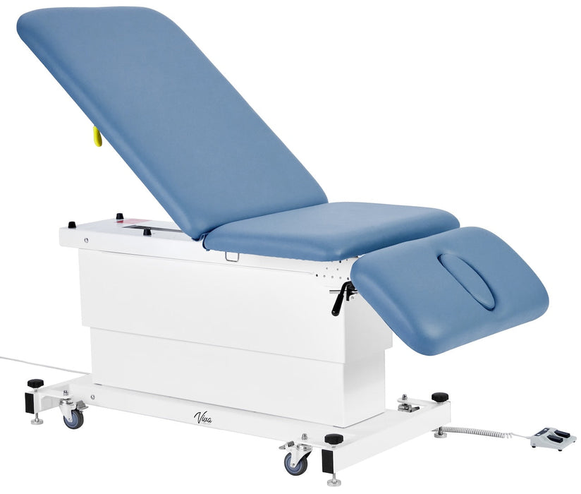 XRO Power Hi-Lo Exam Table. Shrouded Base w/ 3-Section Top (Adjustable Back, Drop / Headrest Section & Antimicrobial Upholstery)
