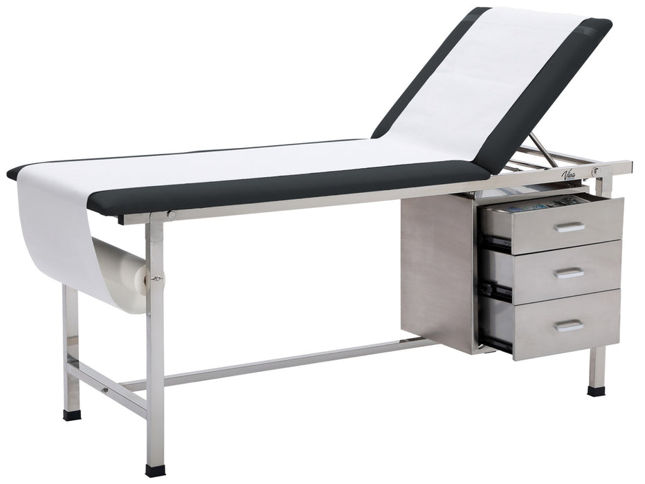 Treatment Table w/ Adjustable Back, Drawers, Paper Dispenser & Antimicrobial Upholstery