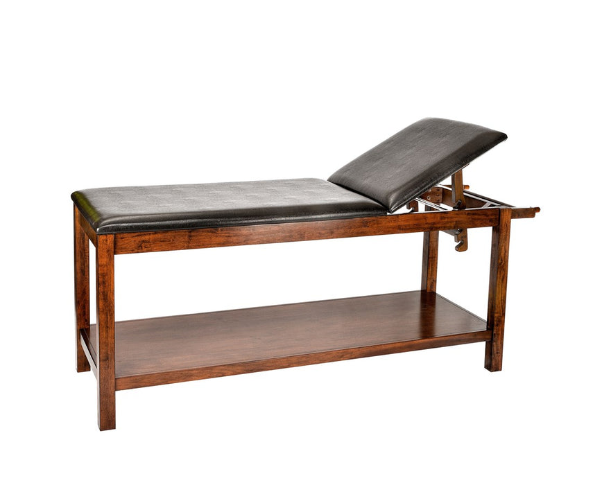 Exam Table w/ Shelf, Adjustable Back & Antimicrobial Upholstery