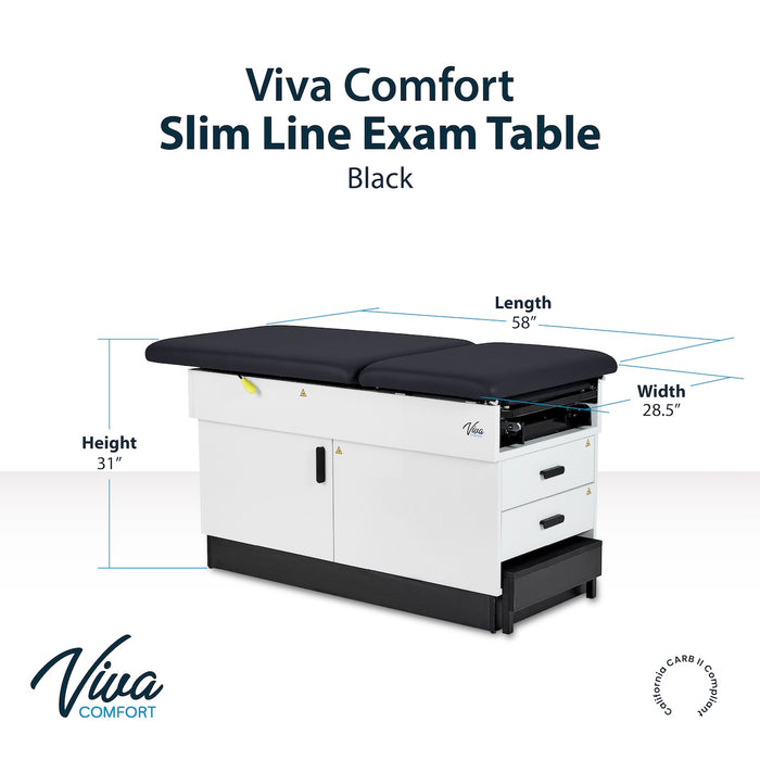 Slim Line Cabinet Exam Table w/ Adjustable Back, Step Stool & Antimicrobial Upholstery (Stirrups Option)