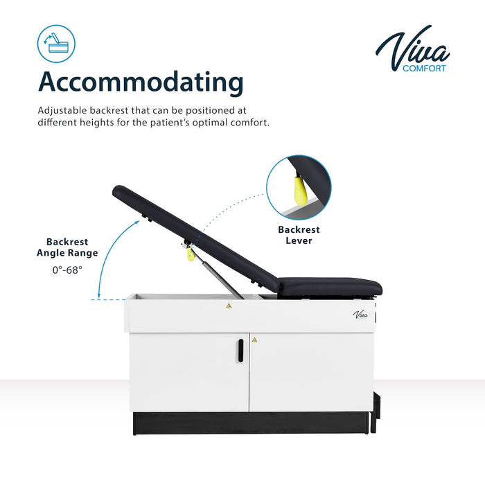 Slim Line Cabinet Exam Table w/ Adjustable Back, Step Stool & Antimicrobial Upholstery (Stirrups Option)