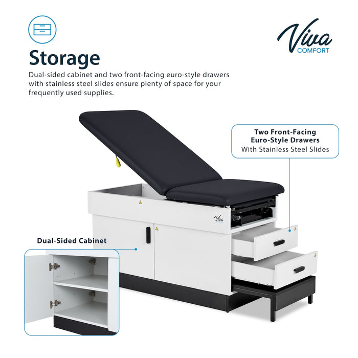 Slim Line Cabinet Exam Table w/ Adjustable Back, Step Stool & Antimicrobial Upholstery (Stirrups Option)