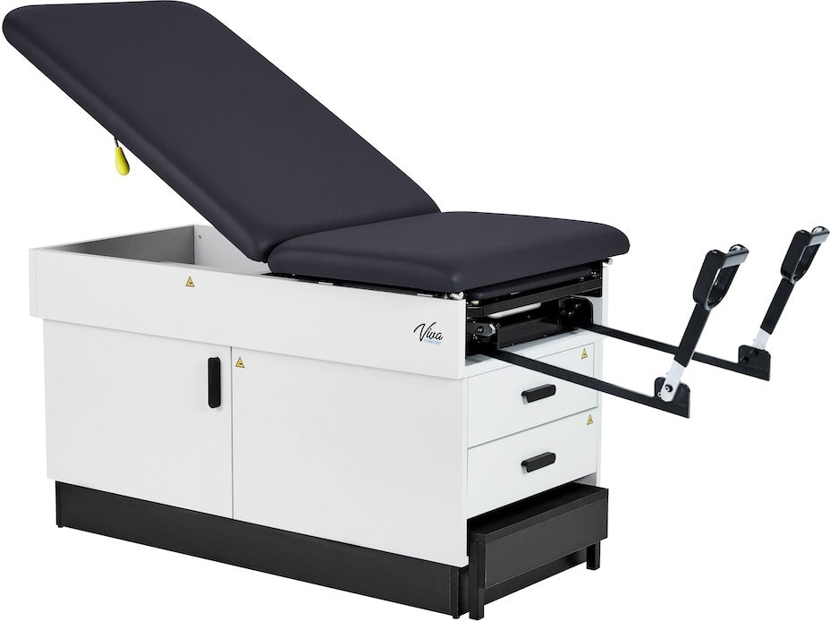 Slim Line Cabinet Exam Table w/ Adjustable Back, Step Stool & Antimicrobial Upholstery (Stirrups Option)