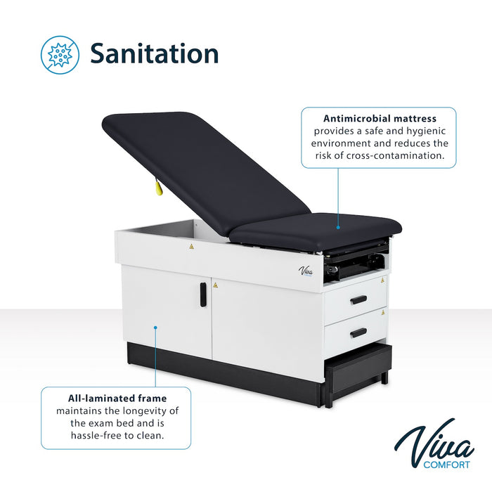 Slim Line Cabinet Exam Table w/ Adjustable Back, Step Stool & Antimicrobial Upholstery (Stirrups Option)
