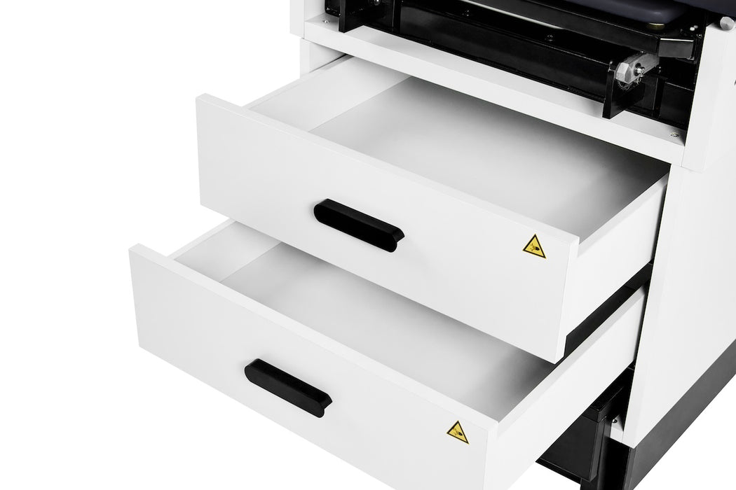 Slim Line Cabinet Exam Table w/ Adjustable Back, Step Stool & Antimicrobial Upholstery (Stirrups Option)