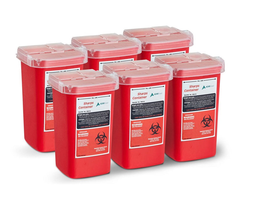 Biohazard Sharps Disposal Container - Dual Openings, 1 Quart