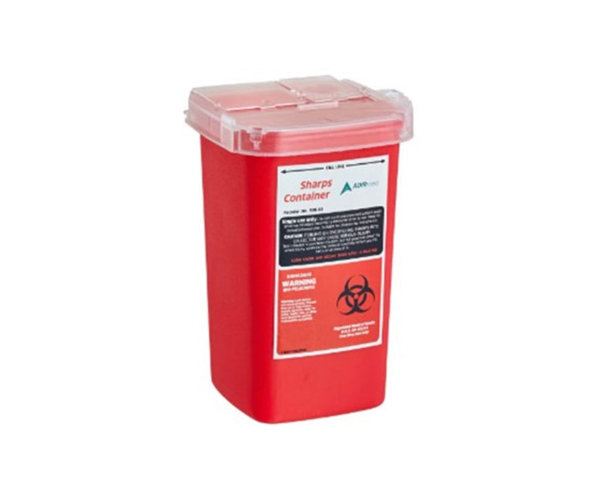 Biohazard Sharps Disposal Container - Dual Openings, 1 Quart