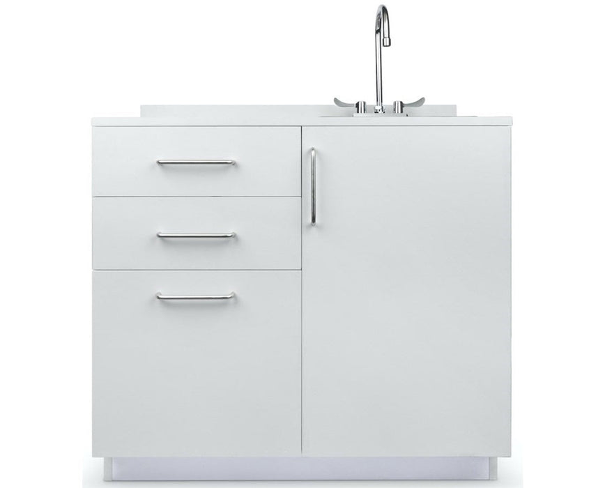 36"W Base Cabinet. 1 Door & 3-Drawers. Right Sink. Assembly required