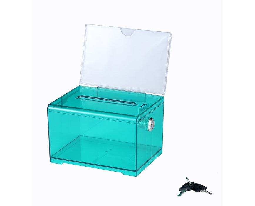 Acrylic Suggestion Box - Top Panel Lock - Crystal Green