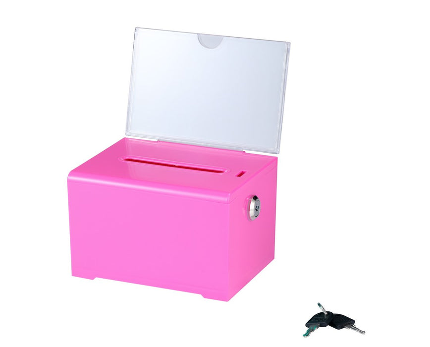 Acrylic Suggestion Box - Top Panel Lock - Pink
