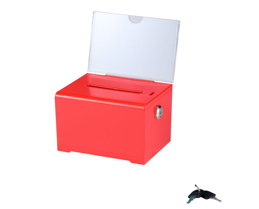 Acrylic Suggestion Box - Top Panel Lock - Red