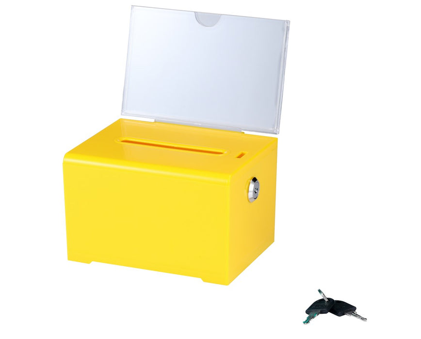 Acrylic Suggestion Box - Top Panel Lock - Yellow