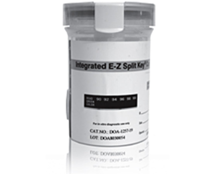 Integrated E-Z Split Key Cup, 6 Panel Drug Test, Cocaine, Marijuana, Opiates, Amphetamine, Methamphetamine, Phencyclidine - 25/bx