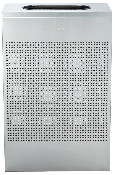 13-Gallon Stainless Steel Trash Can, Perforated. Rectangular
