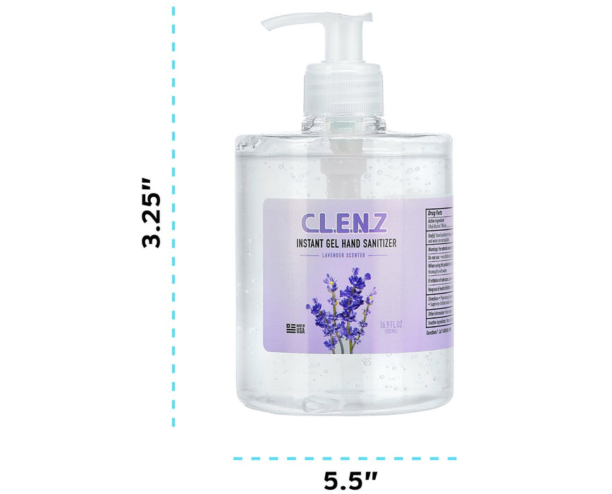 CLENZ Instant GEL Hand Sanitizer with Pump, 16.9 Fl Oz (6/Case)