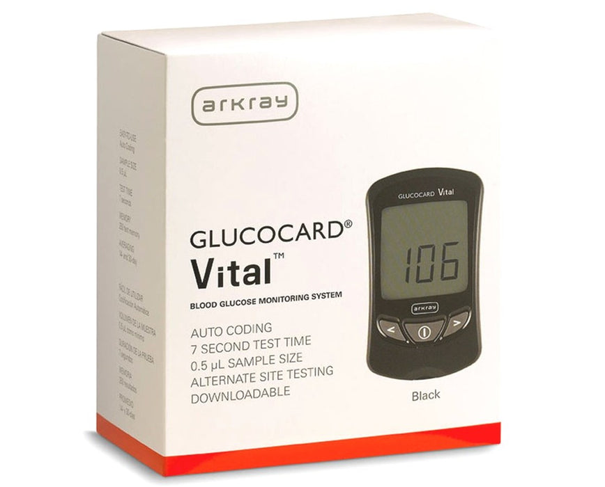 Glucocard Vital Blood Glucose Black Meter Kit Full Kit