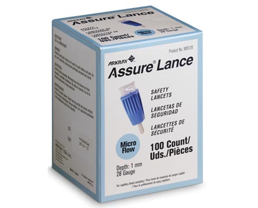 Assure Lance Micro Flow 28G x 1mm, Light Blue (100/box)
