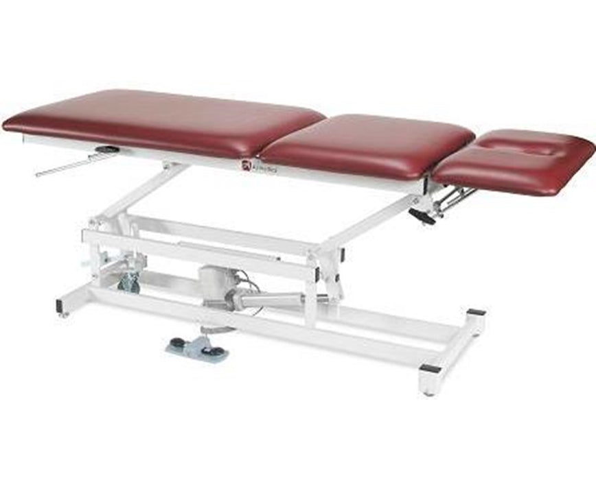 Power Hi-Lo Treatment Table w/ 3 Section Top & Adjustable Back. Caster Wheels