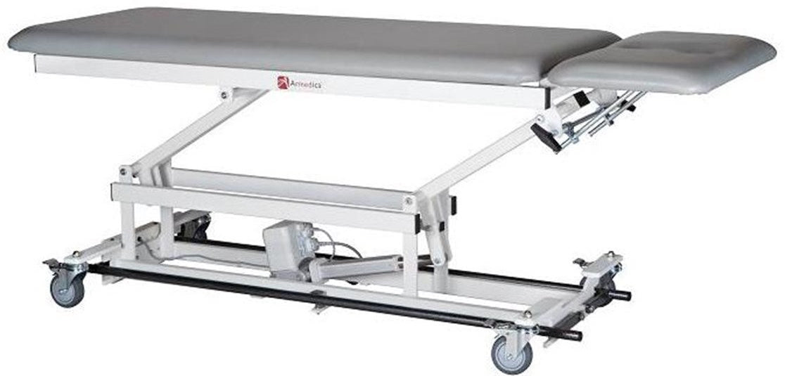 Power Hi-Lo Treatment Table, Flat Top w/ Adjustable Headrest & Casters (Bariatric Option)