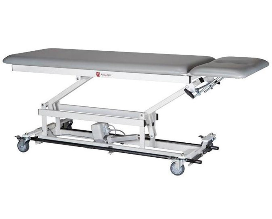 Power Hi-Lo Treatment Table, Flat Top w/ Adjustable Headrest, Bar Activated Height Control & Casters. 400 lbs Capacity