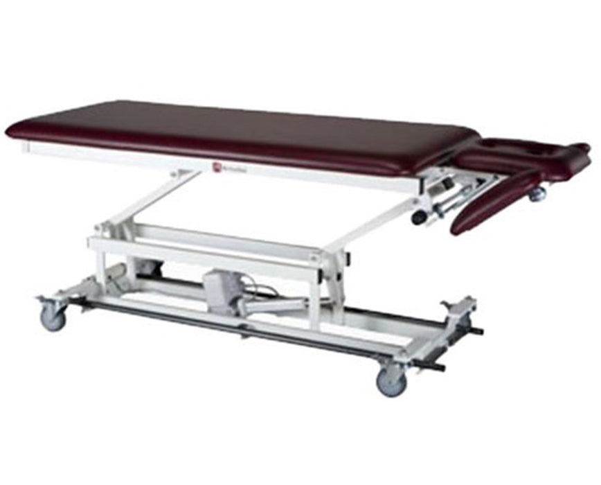 Power Hi-Lo Treatment Table, Flat Top w/ 3-Piece Adjustable Headrest. 400lbs Capacity. Dual Foot Bar Control w/ 4 Casters