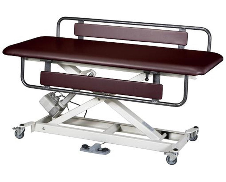 Power Hi-Lo Treatment Table w/ Flat Top, Side Rails & Casters. 72" Long (Changing Table)