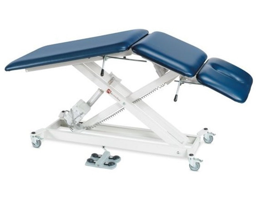 Power Hi-Lo Treatment Table w/ 3-Section Top (Adjustable Back / Headrest & Casters. Elevating Midsection Option)