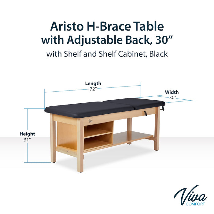 Aristo H-Brace Treatment Table w/ Adjustable Back, Shelves & Antimicrobial Upholstery
