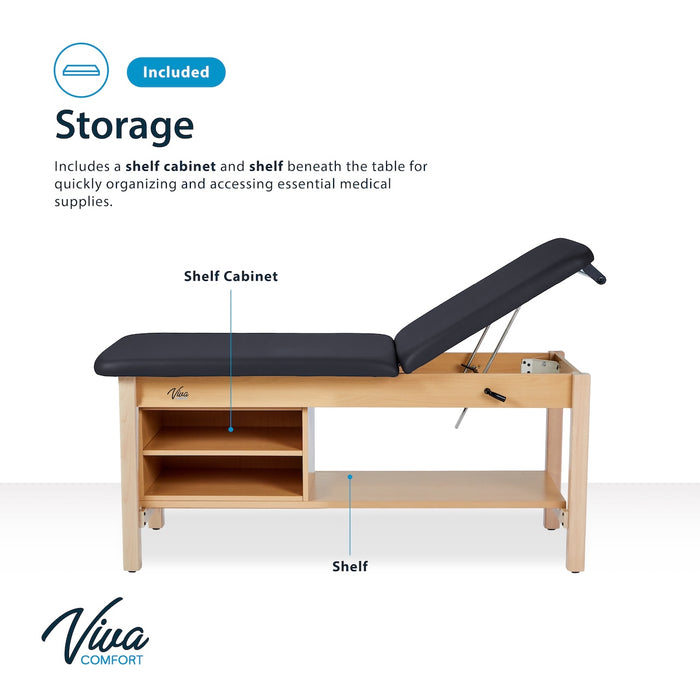 Aristo H-Brace Treatment Table w/ Adjustable Back, Shelves & Antimicrobial Upholstery