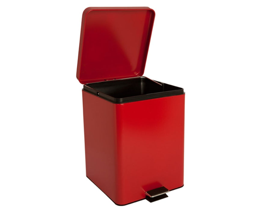 Square Steel Waste Cans Red 32 Quart