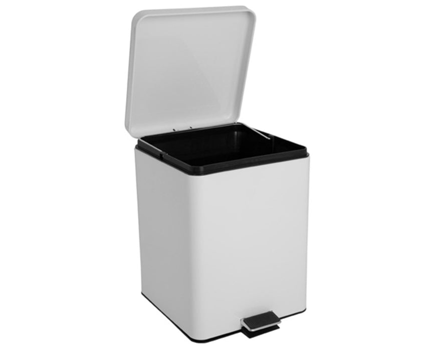 Square Steel Waste Cans, White 20 Quart