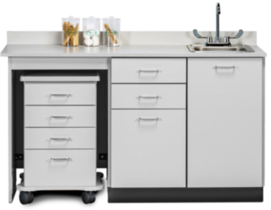 66"W Base Cabinet w/ Mobile Cart-Mate on Right. Drawers in Center