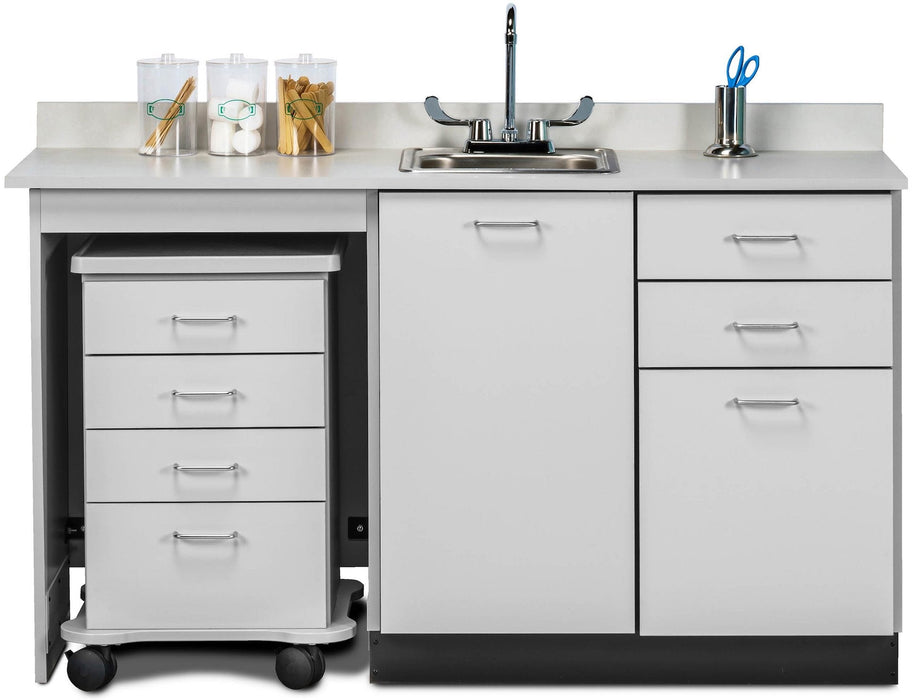 60"W Base Cabinet w/ Mobile Cart-Mate on Right. Door in Center