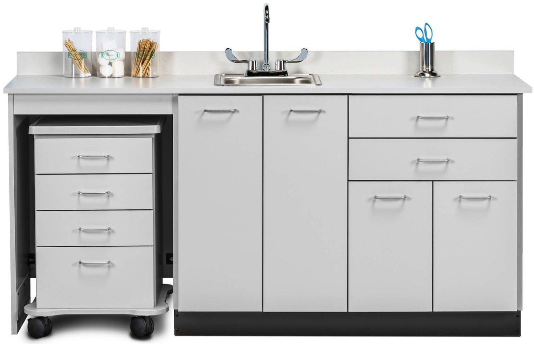72"W Base Cabinet w/ Mobile Cart-Mate on Right. Double Doors in Center