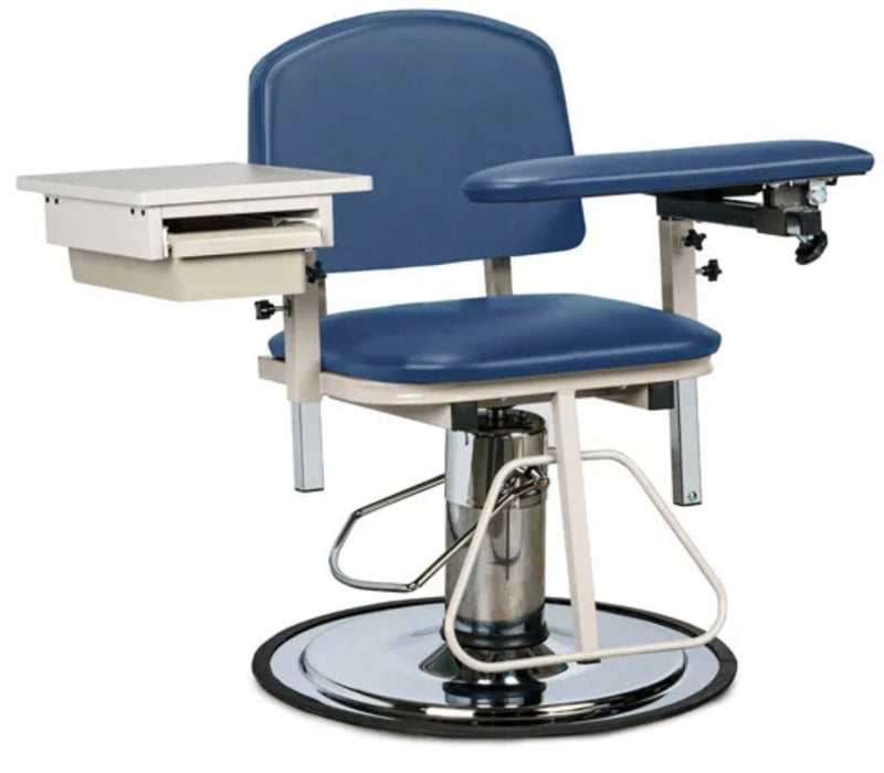 H Series Hydraulic Rotating Padded Blood Drawing Chair with Padded Flip Arm and Drawer