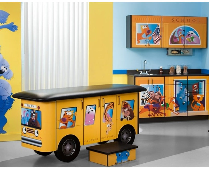 Pediatric Complete Exam Room - Zoo Bus Table & Cabinet