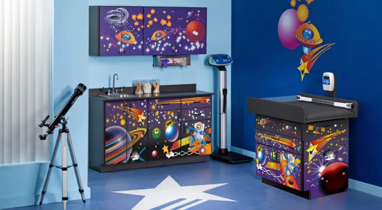 Pediatric Complete Exam Room. Space Place Scale Table & Cabinet