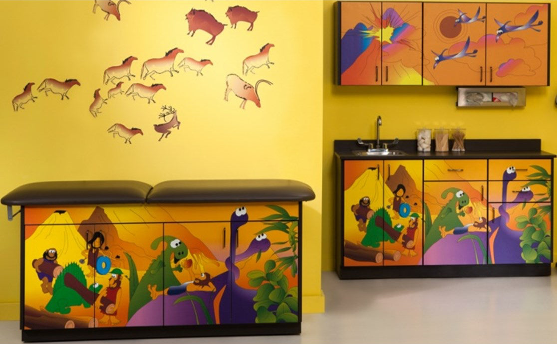 Pediatric Complete Exam Room. Dino Days Table & Cabinet