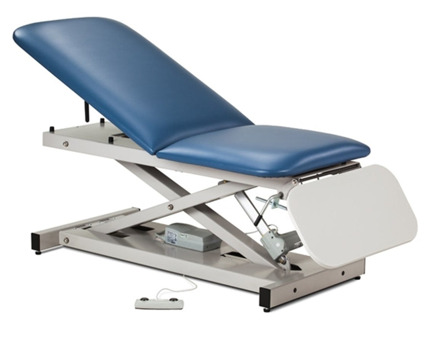 Power Hi-Lo Exam Table. Open Base w/ Adjustable Back & ClintonClean Drop Section. 500 lbs Capacity. 27"W