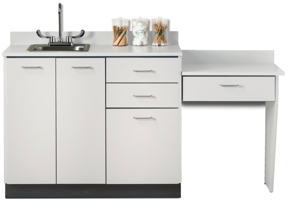 42"W Base Cabinet Set w/ 3 Doors, 3 Drawers, Desk & Sink